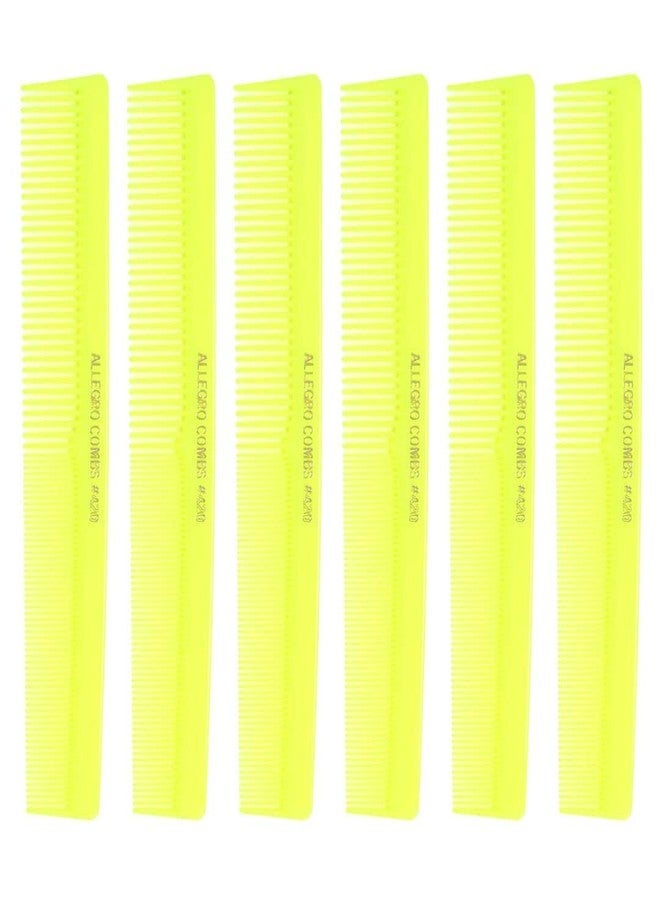 Allegro Combs #420 Cutting Combs Hair Stylist Barbers Combs Beard Comb Mustache Mens Women Braiding Hair Parting USA 6 Pcs. (NeonYellow) - Image 1